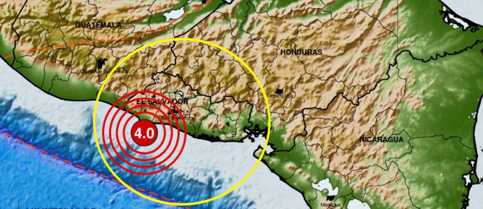 Sismo de 4.0 grados sacude gran parte de El Salvador esta noche de martes
