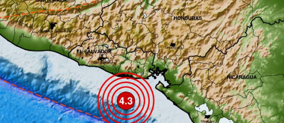 Sismo de 4.3 grados de magnitud frente a costa de Usulután sacude al país