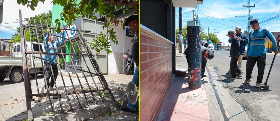 San Salvador: remueven portones, postes y otros objetos que habían instalado de ilegalmente en la vía pública