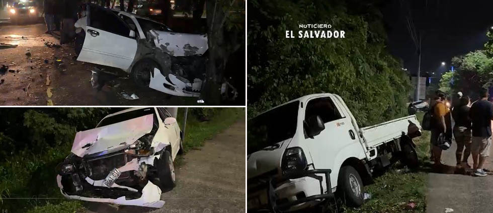 Tres vehículos se ven involucrados en fuerte choque sobre la autopista Comalapa