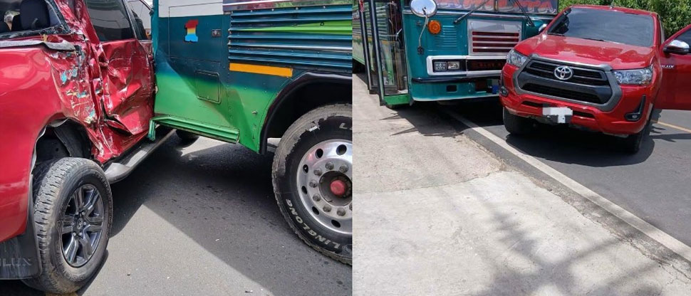Dos lesionados deja choque entre autobús y vehículo en carretera Panamericana
