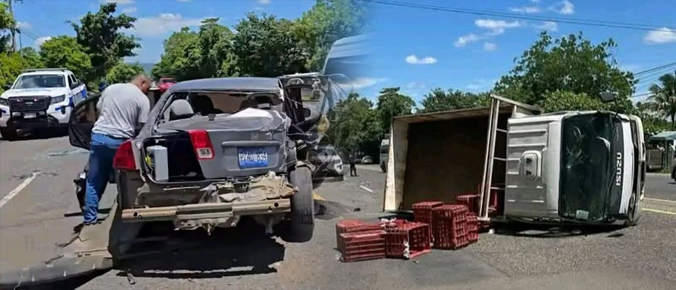 Invasión al carril contrario termina en aparatoso accidente en carretera a Atiquizaya
