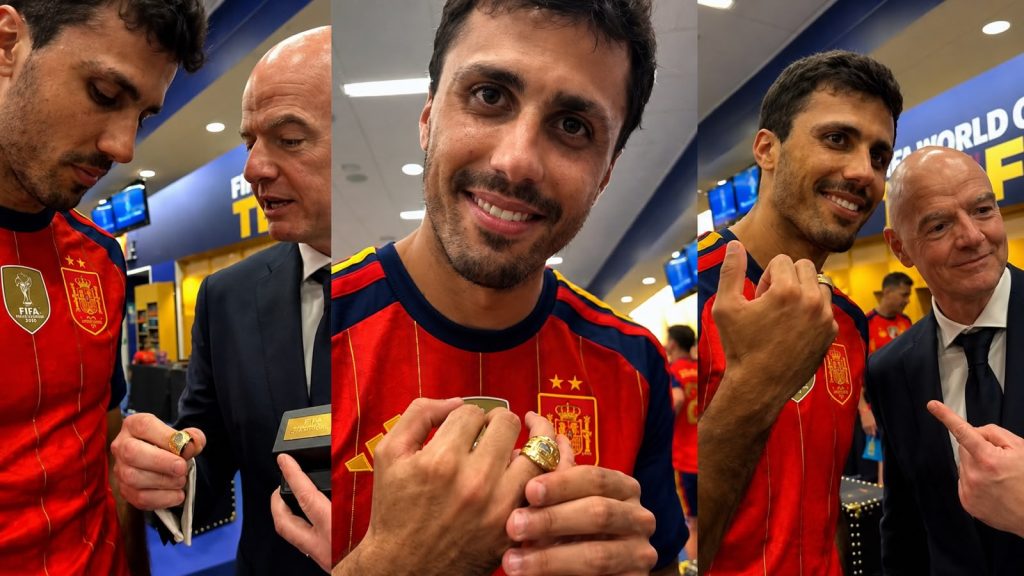 El momento cuando los jugadores de España reciben el anillo de Campeones del Mundo