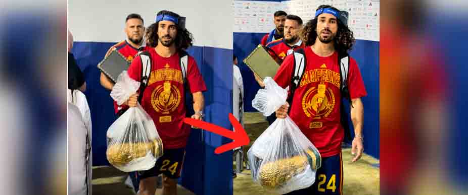 Cucurella se vuelve viral tras llevar «el trofeo» del Mundial 2026 en una bolsa transparente