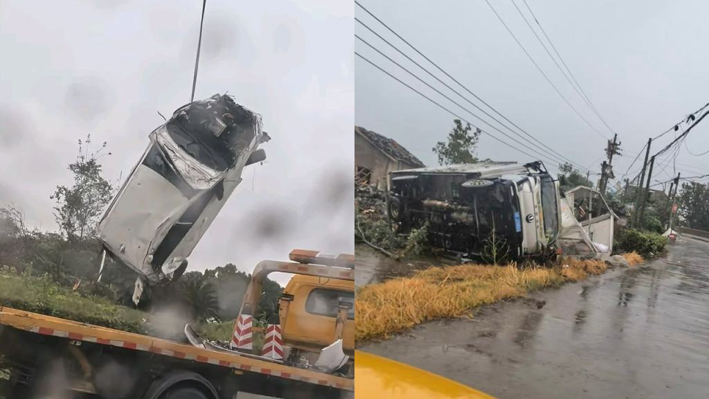 China: tornado hace volar por los aires un vehículo en la provincia de Zhejiang