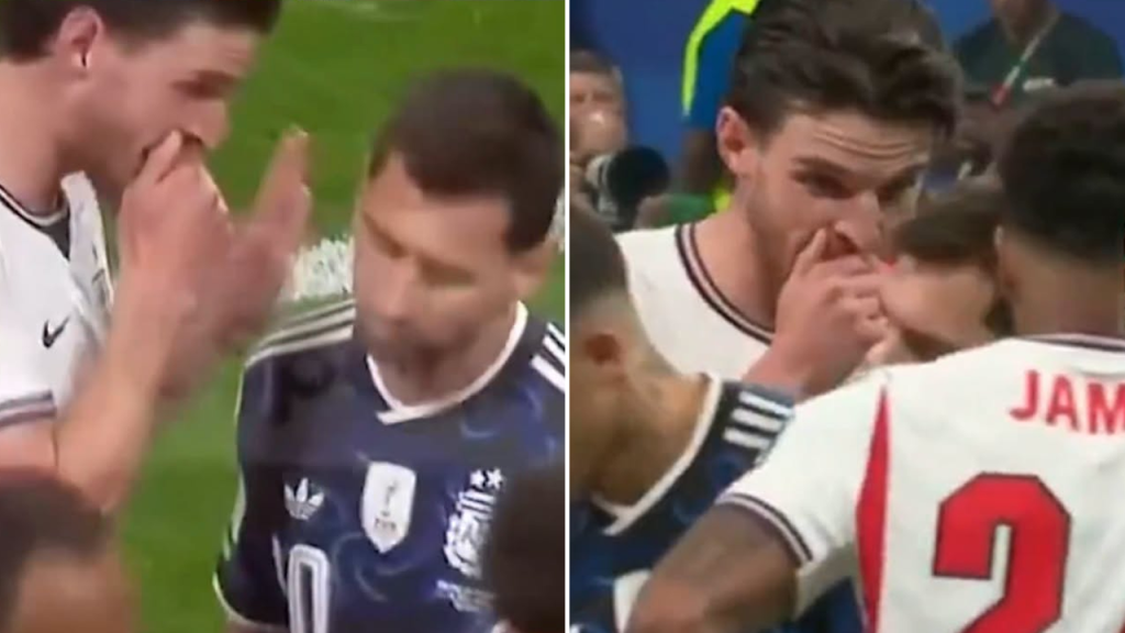 Messi perdonó a Declan Rice al no hacerlo expulsar por taparse la boca