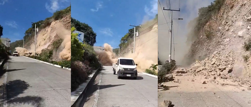 Guatemala: conductor se salva de quedar soterrado en deslizamiento de tierra durante el sismo