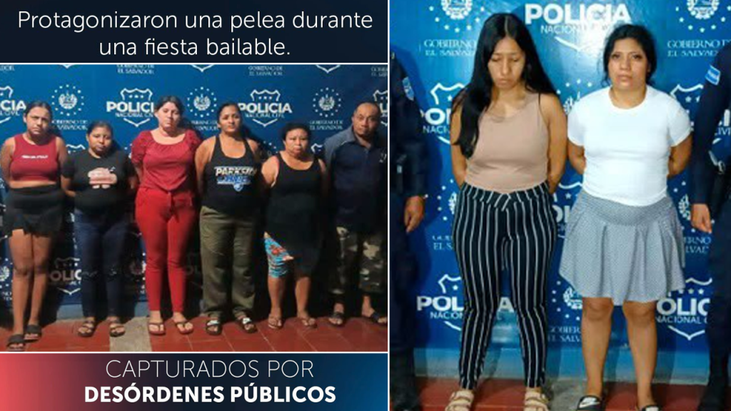 Siete mujeres y un hombre involucrados en un pleito en una fiesta de Morazán son capturados