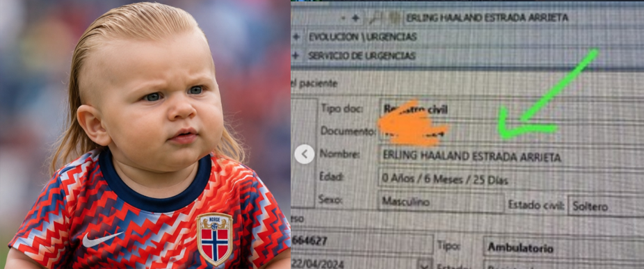 Padres deciden llamar a su primer hijo «Erling Haaland» Estrada Arrieta