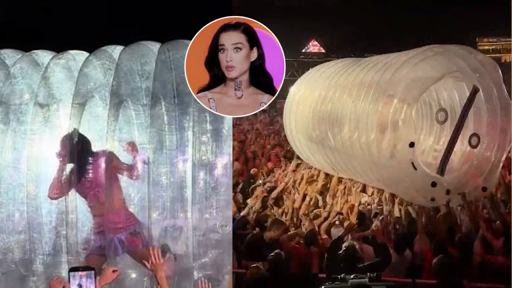 Katy Perry vive momentos de tensión tras quedar atrapada en una botella gigante  