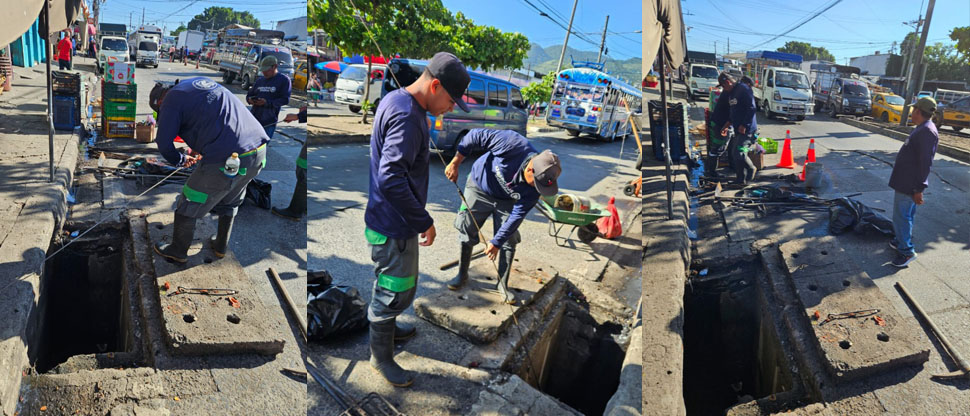 Realizan labores de limpiezas de tragantes en el sector de La Tiendona