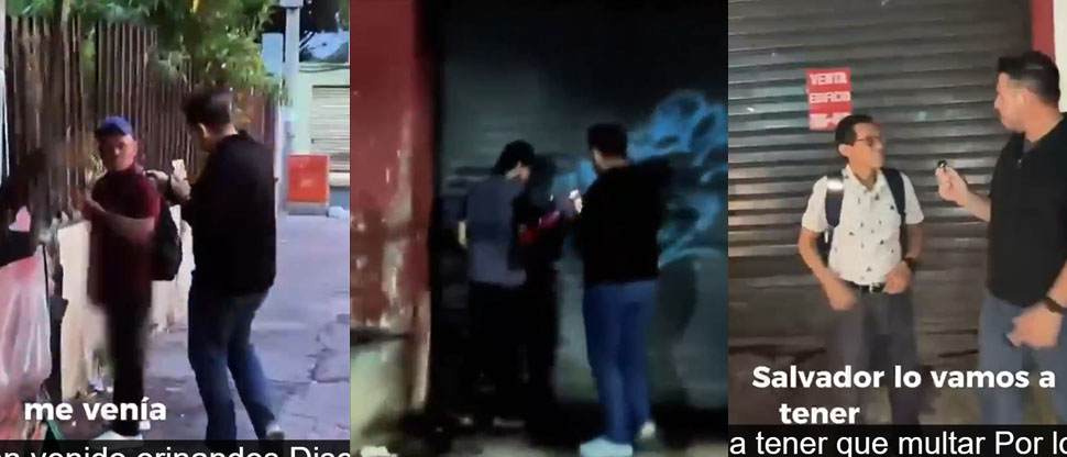 Sorprenden a ciudadanos orinando en la calle y son multados