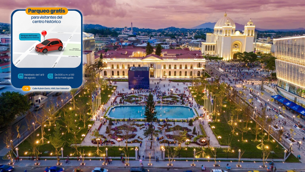 Anuncian parqueo gratuito para los visitantes del Centro Histórico de San Salvador