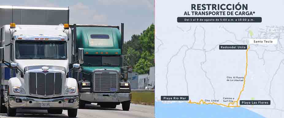 Restringirán el paso de camiones de más de 10 toneladas durante vacaciones agostinas en las siguientes carreteras