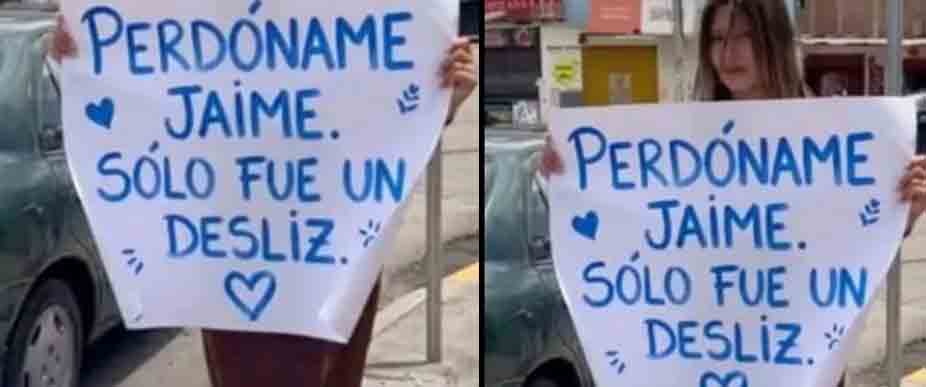 Captan a mujer pidiendo perdón en las calles tras ser infiel