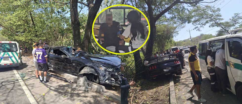Hombre acaba en el hospital tras estrellar su Mustang contra un árbol en la carretera Ruta Militar
