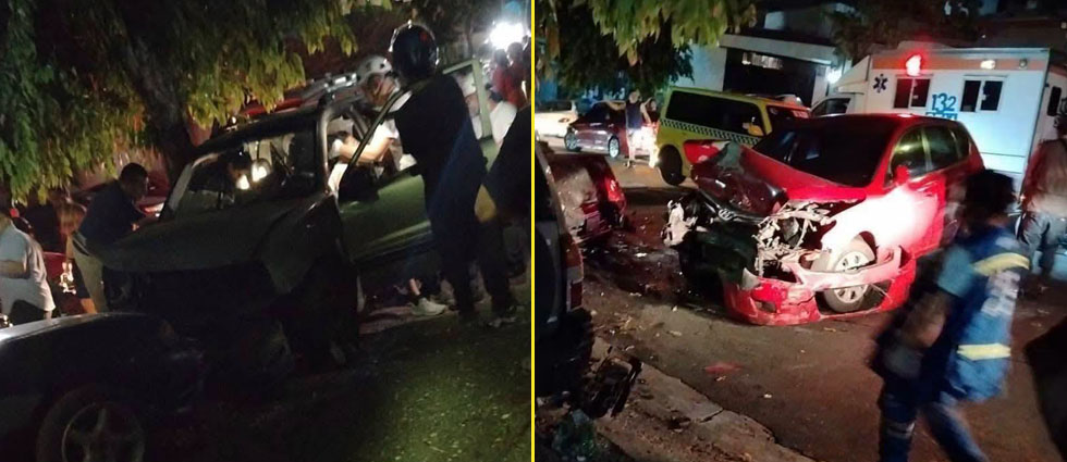 Automovilista se estrella contra varios vehículos estacionados en urbanización de Ayutuxtepeque