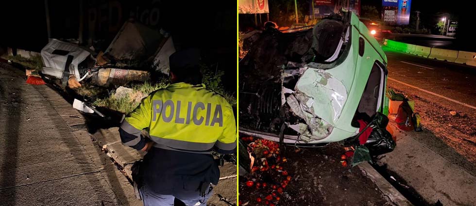 Conductor de camión resulta lesionado tras estrellarse en la curva del Papaturro esta madrugada de martes