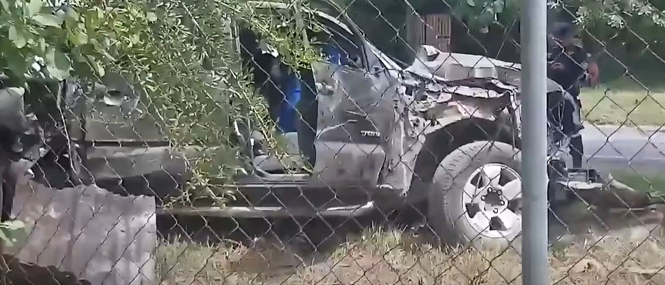 Conductor queda atrapado en el vehículo tras accidente en carretera Longitudinal del Norte
