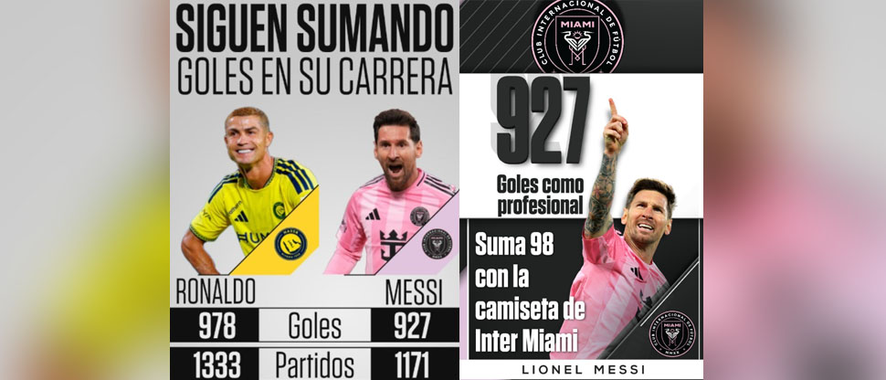 Messi convierte un póker de goles y suma 927 en su carrera personal