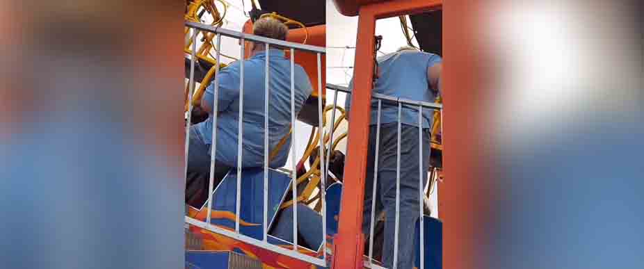 Salvadoreño no pudo subirse a la rueda mecánica porque no cabía en el asiento