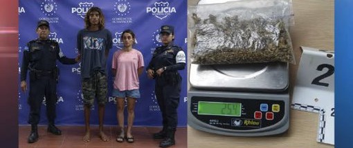 Capturan a salvadoreño y guatemalteca en La Libertad y les decomisan “hierba seca”