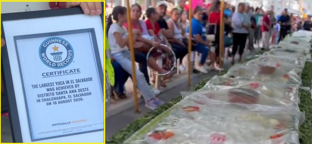 Chalchuapa ingresa en el libro de los Récords Guinness al preparar el plato de yuca más largo