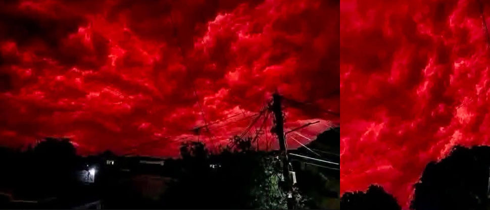 Colombia: capturan extraña formación de nubes rojas