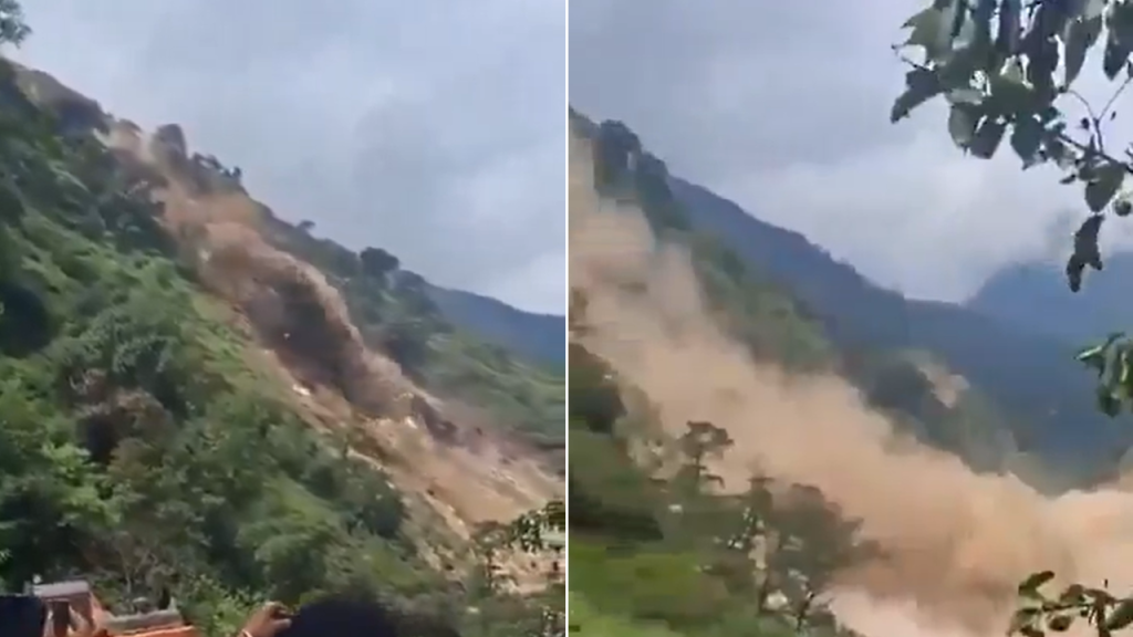 Daños y desaparecidos deja deslizamiento de tierra en Himachal Pradesh, India