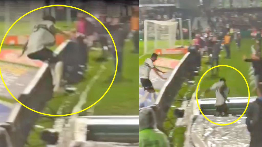 Insólito, jugador cae en un túnel tras festejar un gol en la liga brasileña