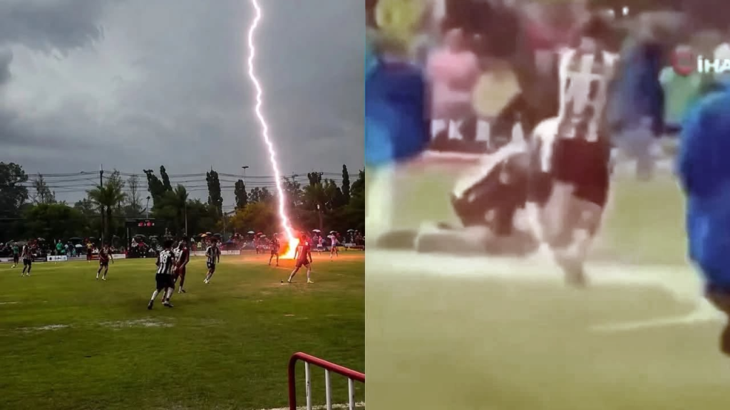 Potente rayo cae sobre un campo de fútbol y acaba con la vida de un jugador