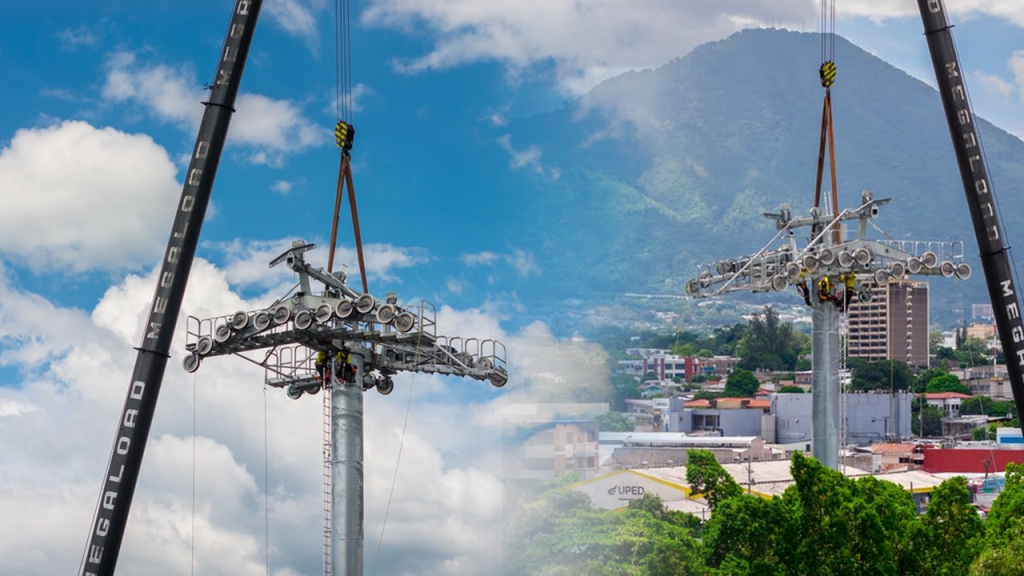MOP avanza con la colocación de la sexta torre del Aerocable en San Salvador