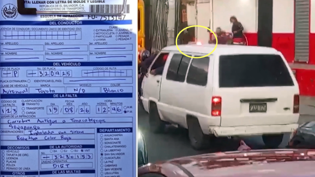 VMT multa a conductor que llevaba instalada una sirena luminosa en su vehículo