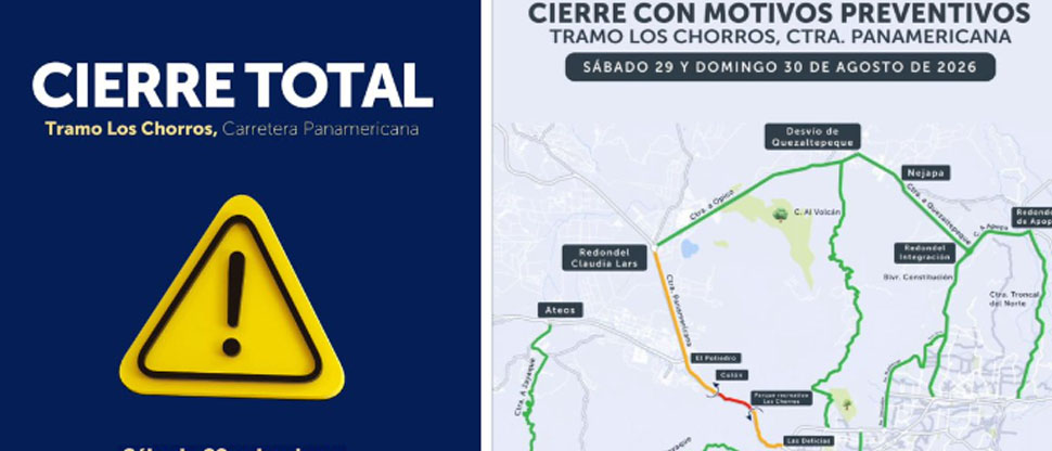 Recordatorio: este fin de semana es el cierre total en carretera Los Chorros