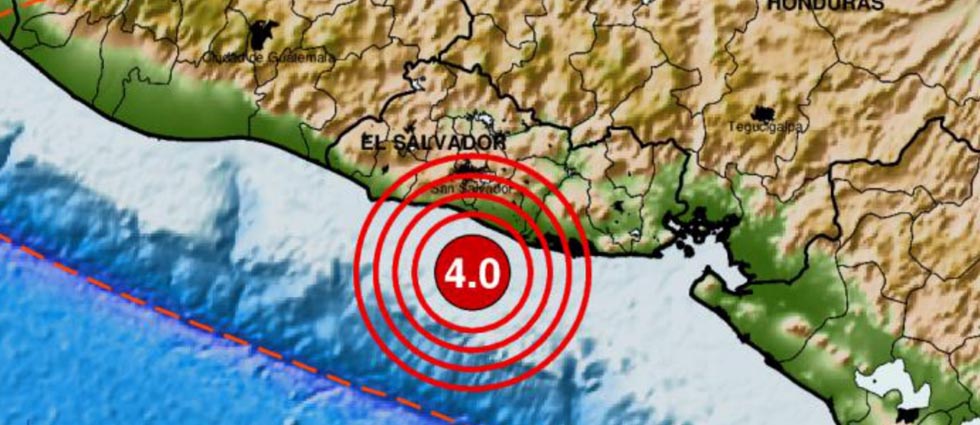Sismo de 4.0 grados sacude parte de El Salvador a inicios de la noche de este sábado