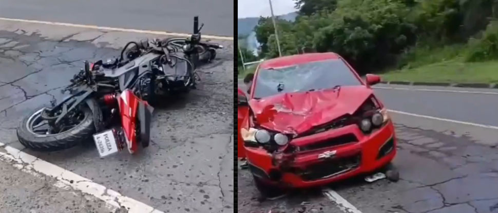 Choque entre motocicleta y vehículo particular deja varios lesionados en La Paz
