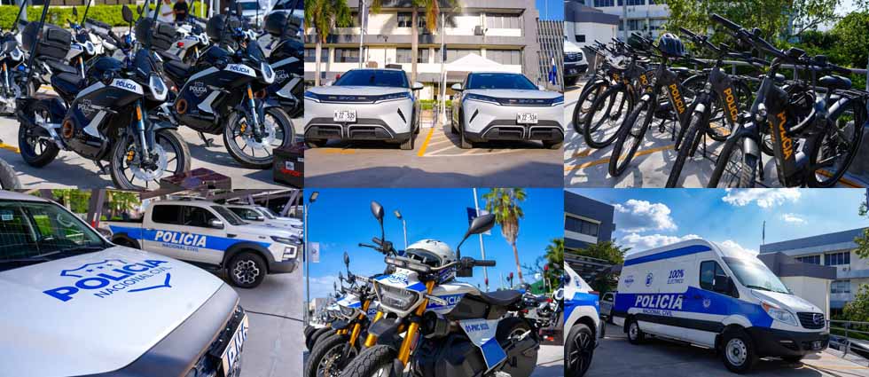 Ministro de Seguridad entrega nueva flota de 364 vehículos eléctricos a la PNC