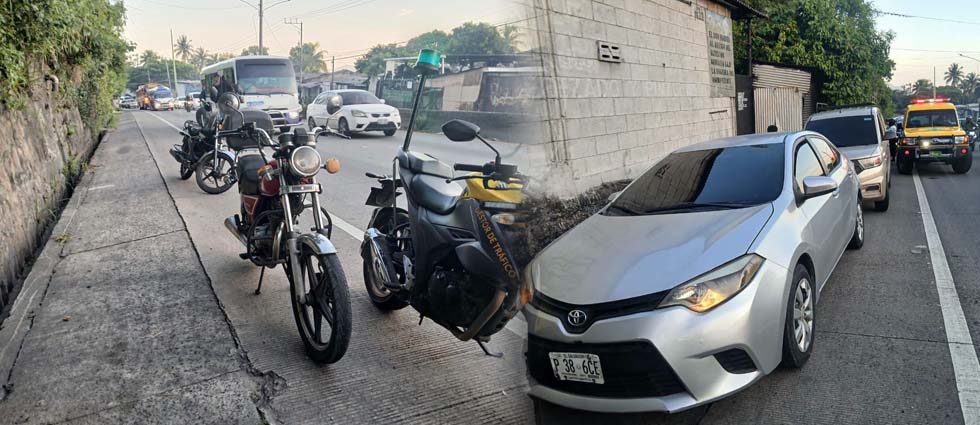 Motociclista resulta lesionado tras quedar entre dos vehículos en San Salvador