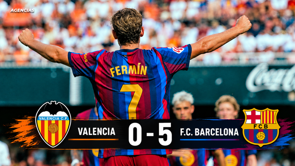 Goleada y liderato para el Barca en La Liga