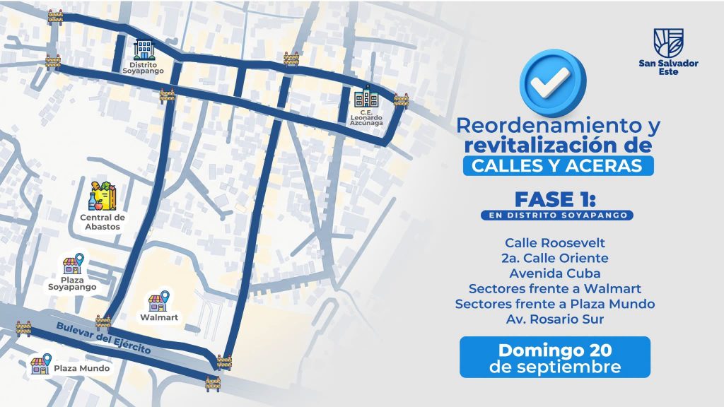 Estas son las calles y aceras que se reordenarán en el distrito de Soyapango