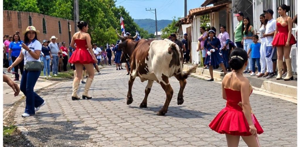 Vacas se “roban el show” durante desfile cívico en Bolívar, La Unión