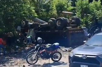 VIDEO: camión vuelca bajando el bulevar Constitución
