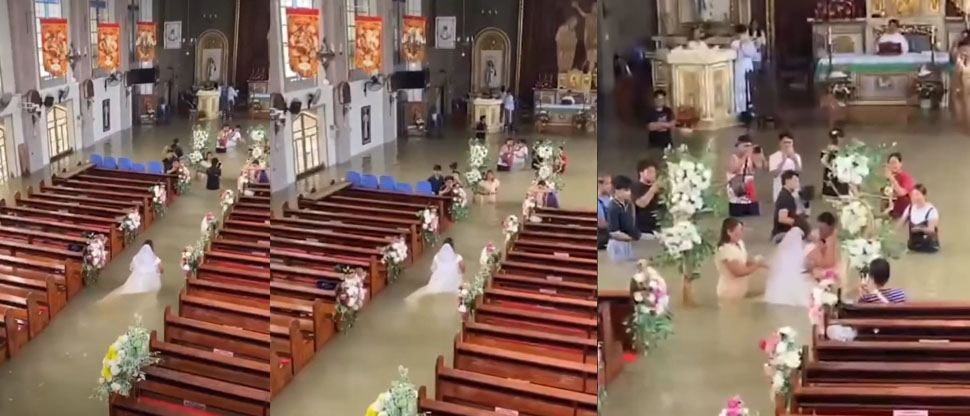 Filipinas: pareja sorprende a todos al casarse bajo las inundaciones que han afectado al país