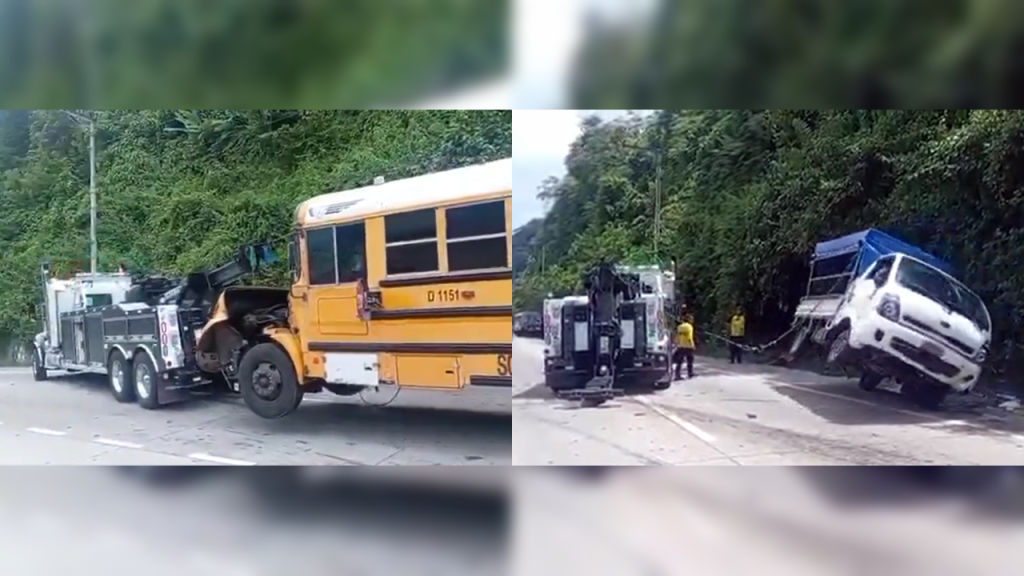 VMT retira bus y camión involucrados en un aparatoso accidente en carretera al Puerto