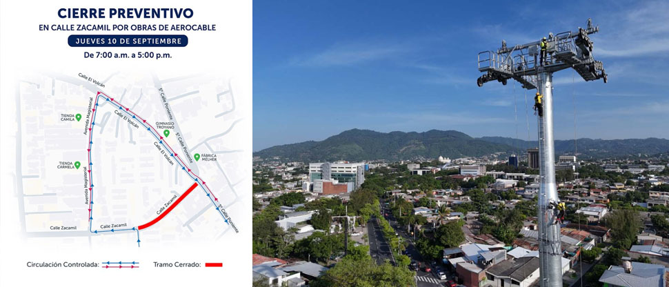 VMT anuncia cierre preventivo en tramo inicial de calle Zacamil por instalación de torre