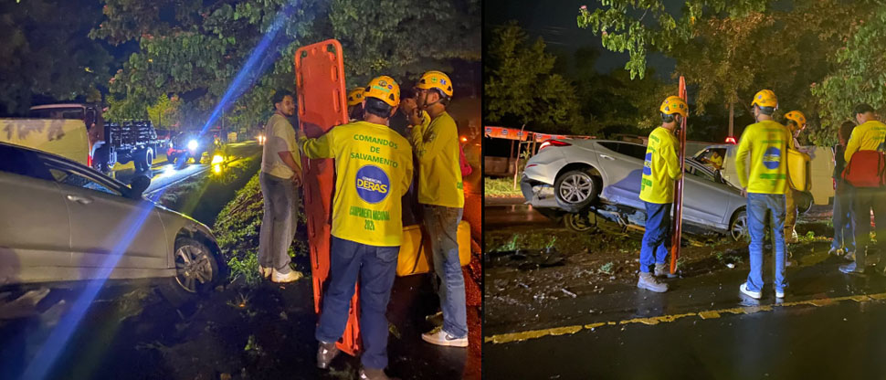 Conductor de vehículo se accidenta tras fuerte tormenta que le hizo perder visibilidad