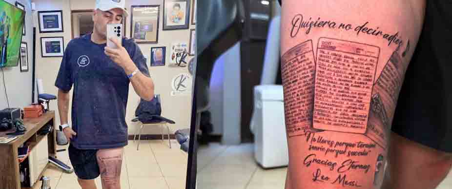 Fan de Argentina se tatúa la carta con la que Messi se despidió de La Albiceleste