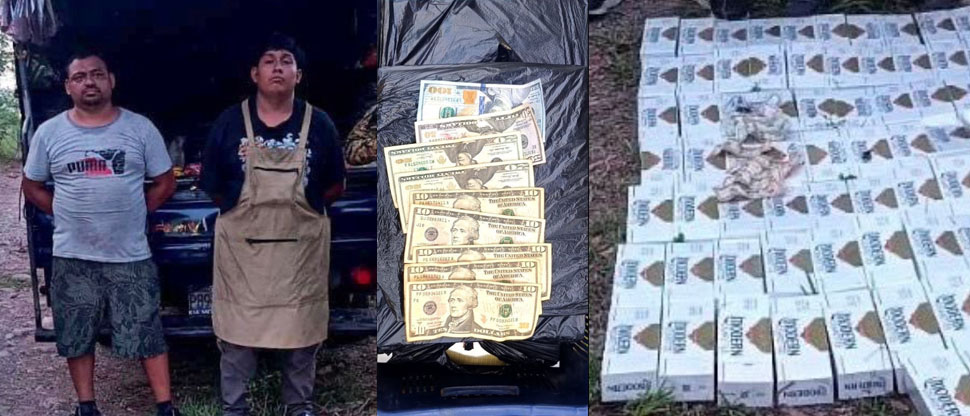 Elementos del Comando Sumpul retienen a dos sujetos por llevar mercadería de contrabando