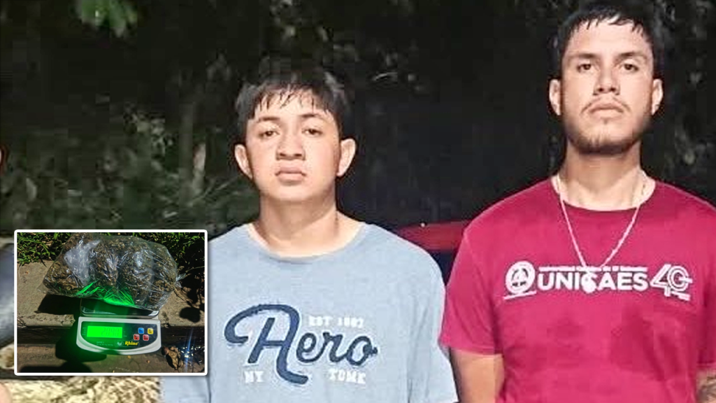 Jóvenes son atrapados con medio paquete de hierba oculto en un vehículo