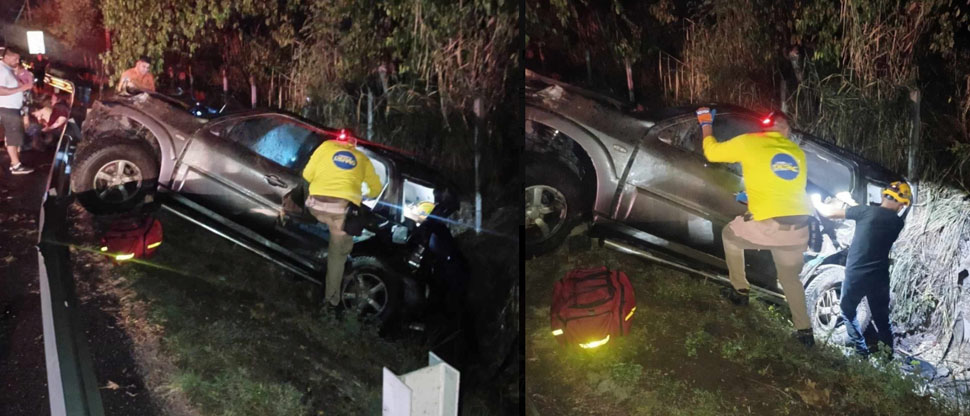 Fuerte accidente de tránsito deja cuatro personas lesionadas en autopista a Comalapa